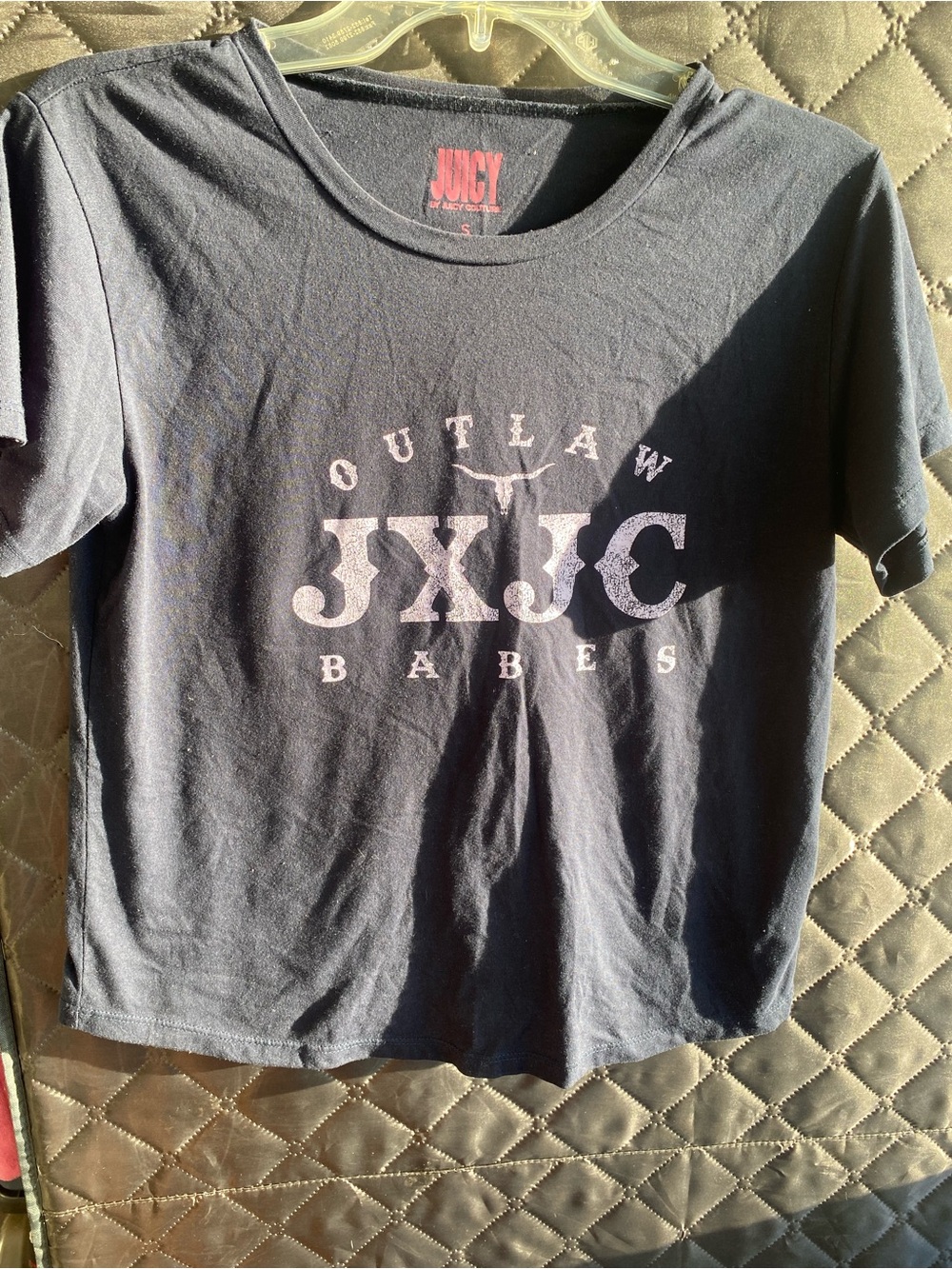 Juicy Couture Black oversized crop Tee with ‘Outlaw Babes' Graphic